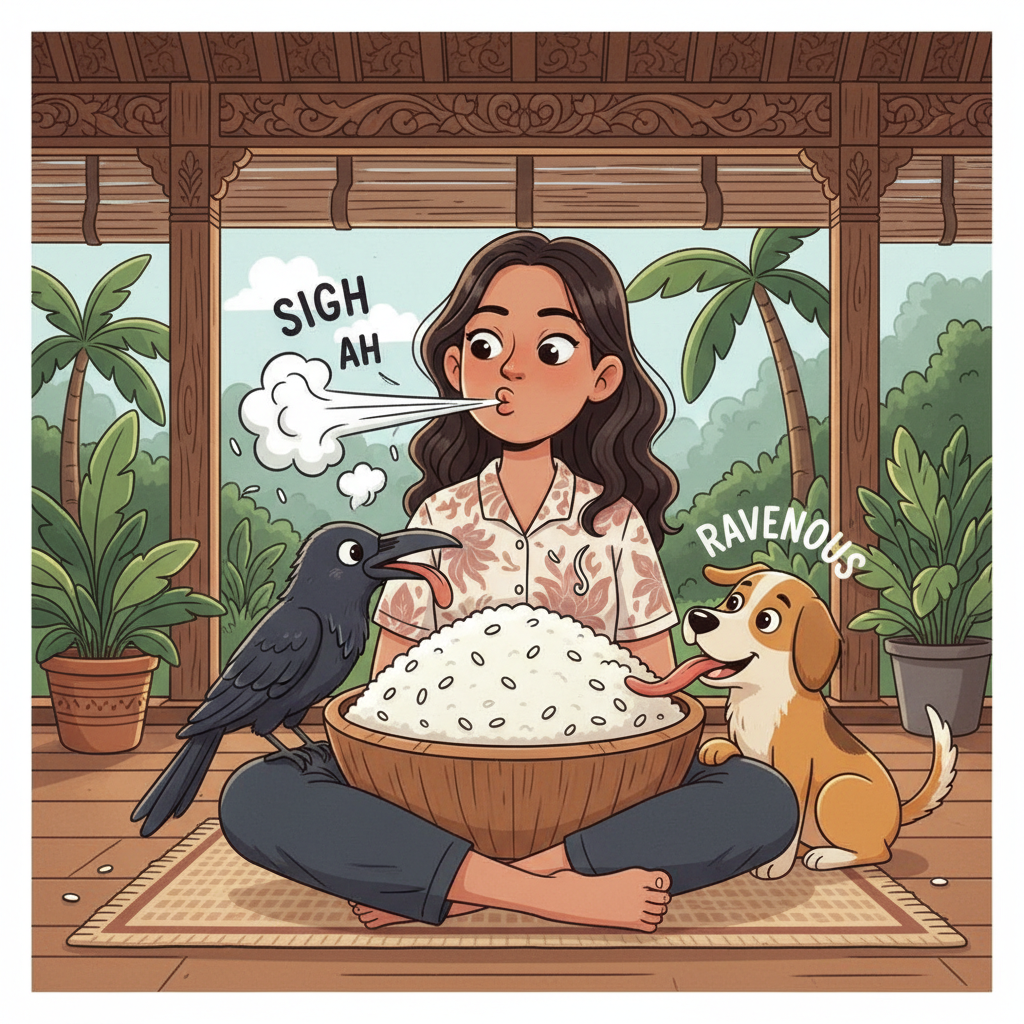 Memory hook illustration for the word Saya lapar