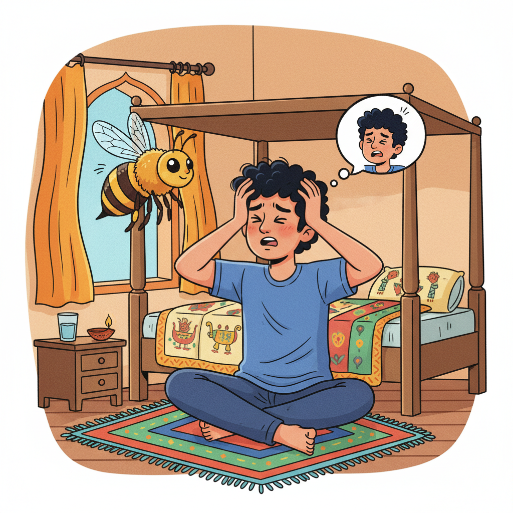 Memory hook illustration for the word मैं बीमार हूँ