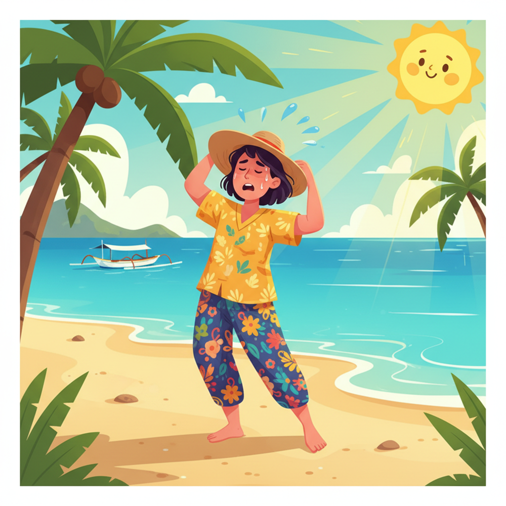 Memory hook illustration for the word pantai