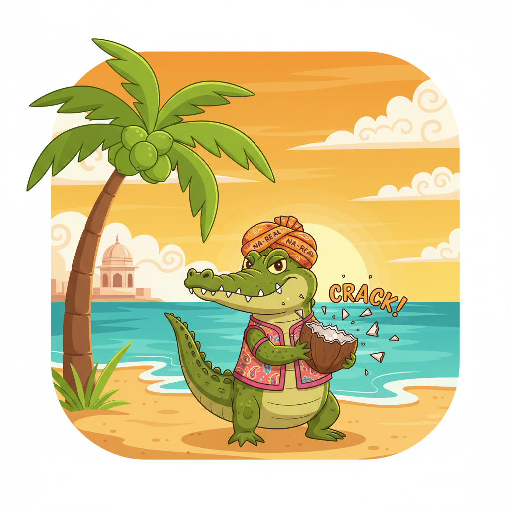 Memory hook illustration for the word नारियल