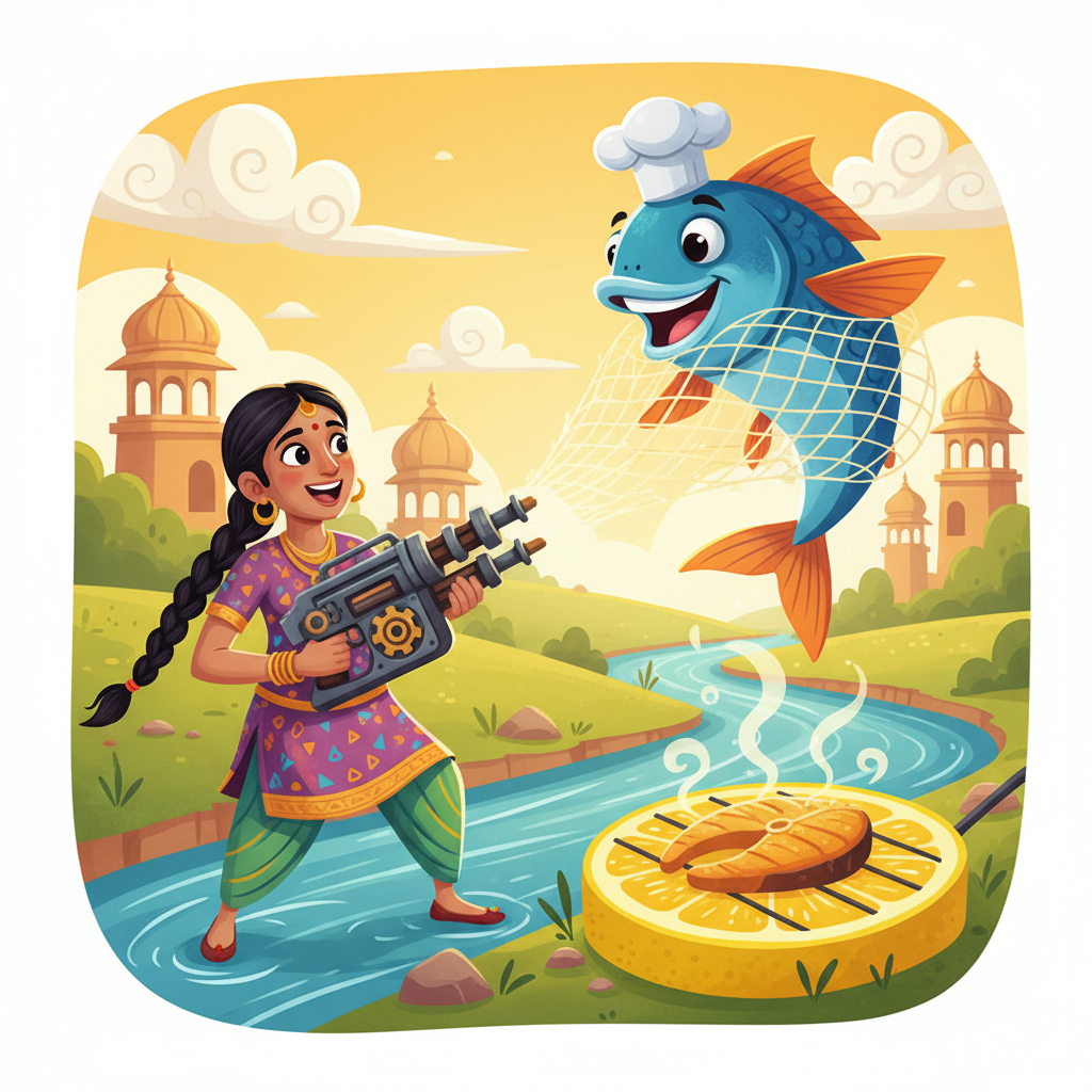 Memory hook illustration for the word मछली