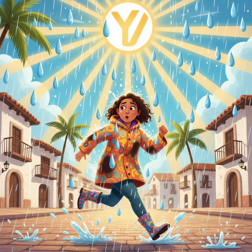 Memory hook illustration for the word lluvia