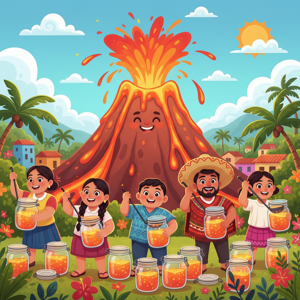 Memory hook illustration for the word volcán