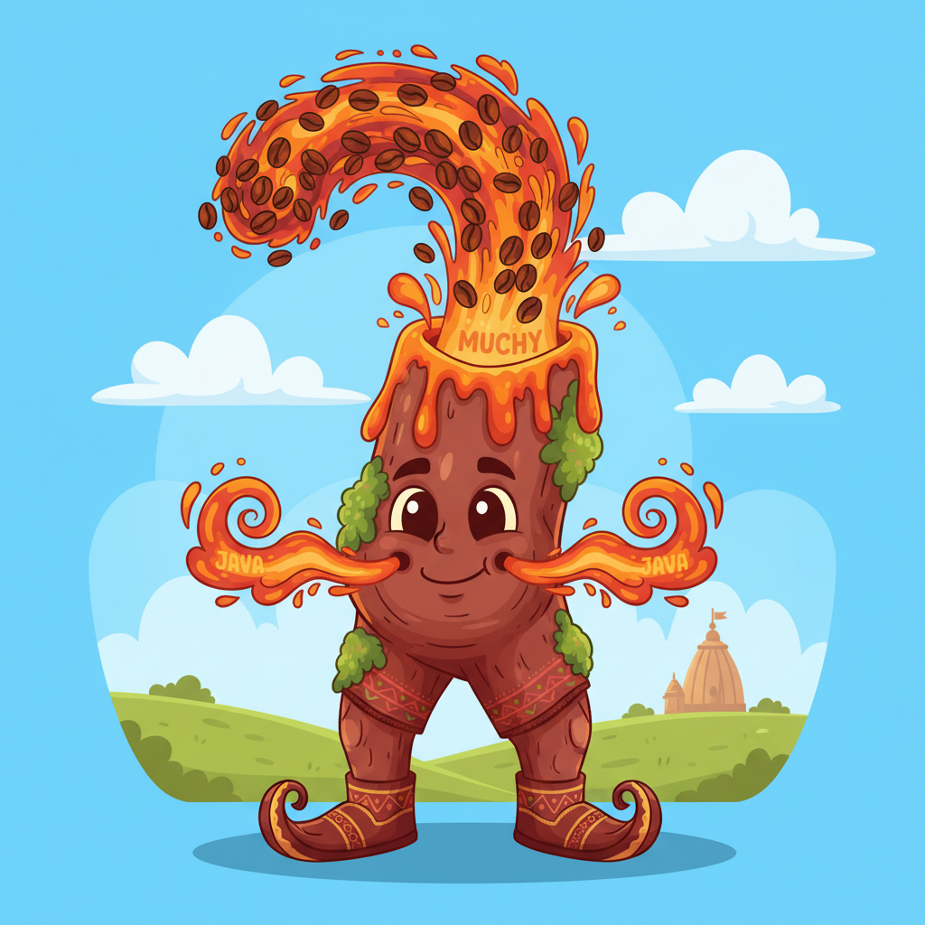 Memory hook illustration for the word ज्वालामुखी