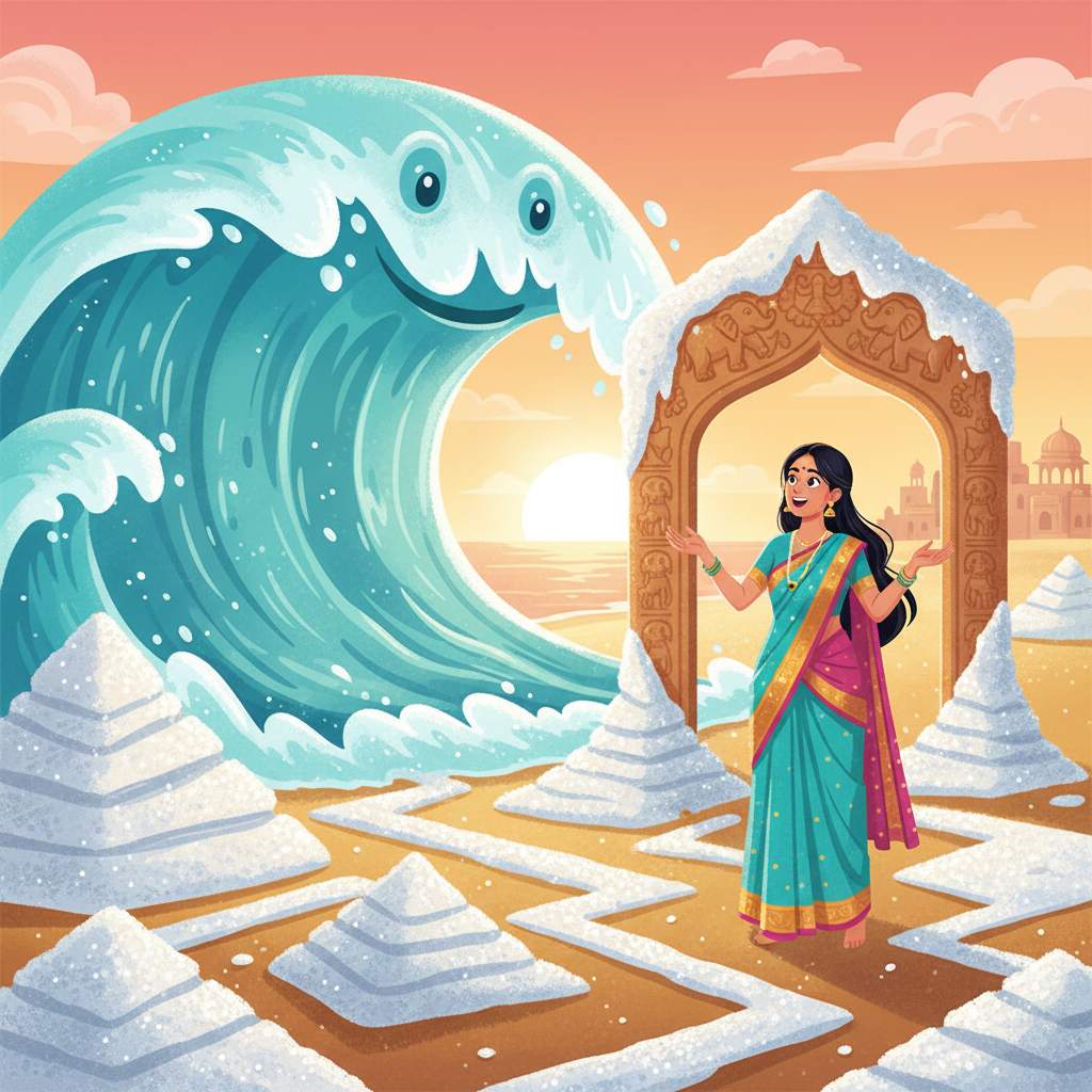 Memory hook illustration for the word लहर