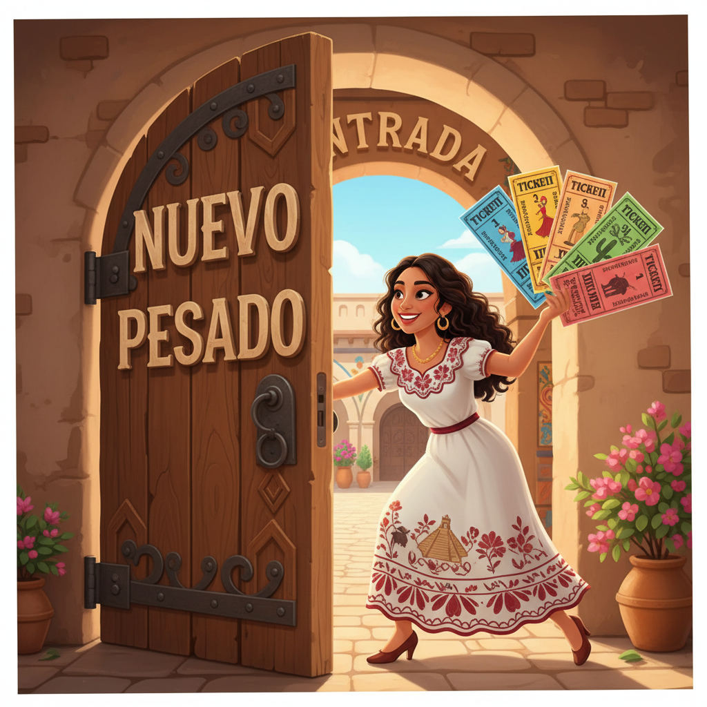 Memory hook illustration for the word nueve entradas