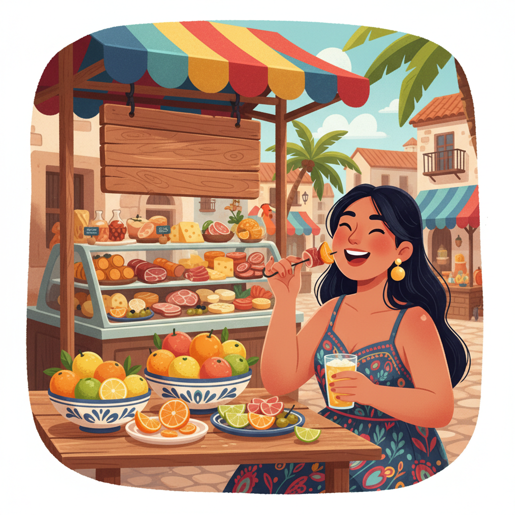 Memory hook illustration for the word delicioso