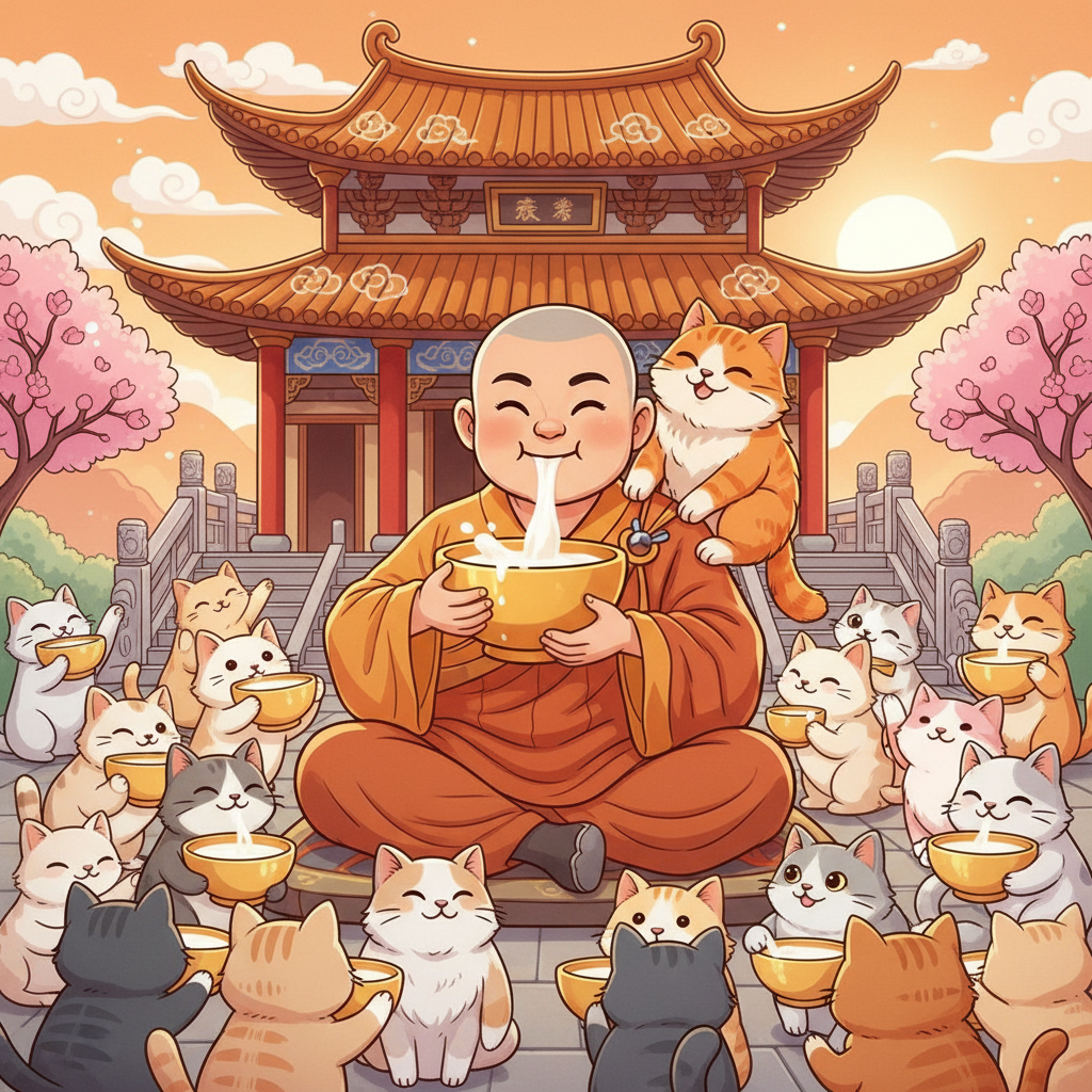 Memory hook illustration for the word 寺庙