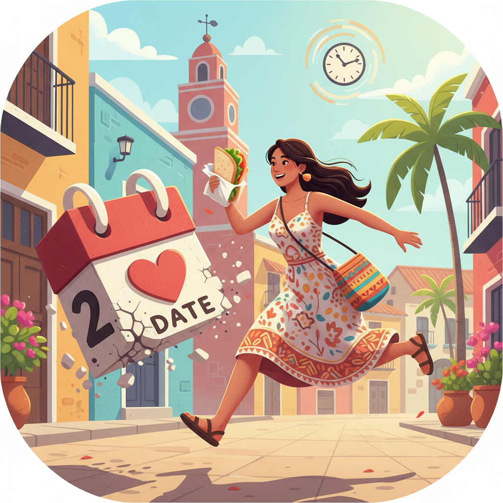 Memory hook illustration for the word date prisa