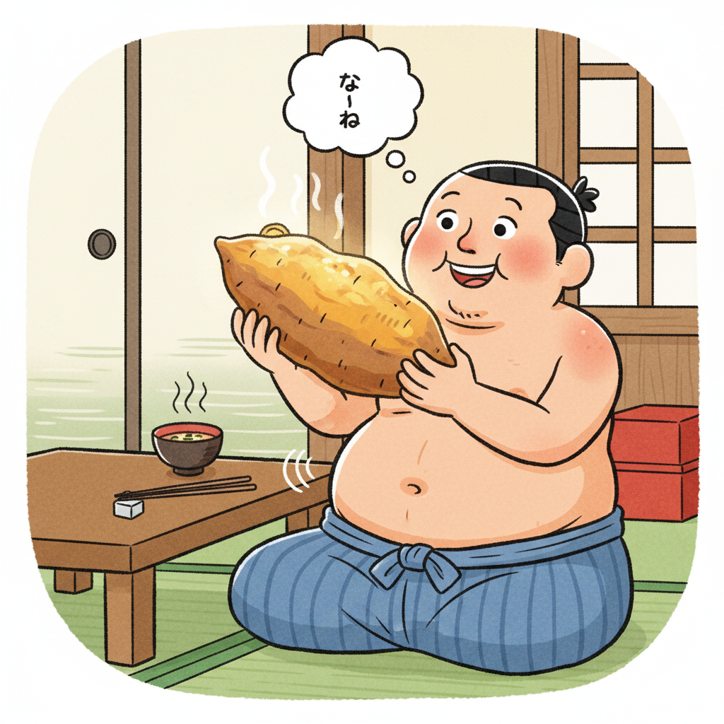 Memory hook illustration for the word お腹すいた